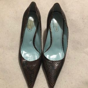 Coach 8 1/2 Brown snakeskin pumps shoes